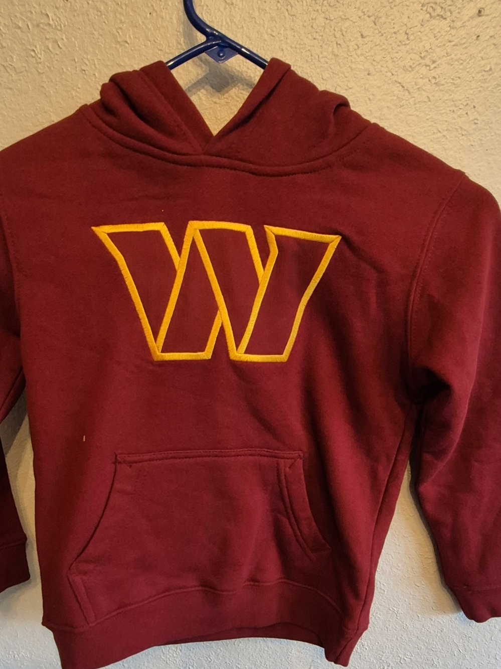 Maroon Hooded Sweatshirt with Yellow W Applique